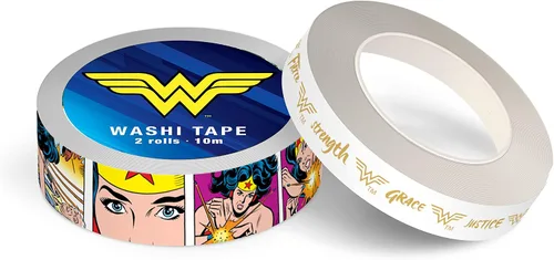 Miniatura 2 de Paper House Productions DC Comics Wonder Woman - Juego de 2 rollos de cinta Washi para álbumes de recortes y manualidades - Comic Cells
