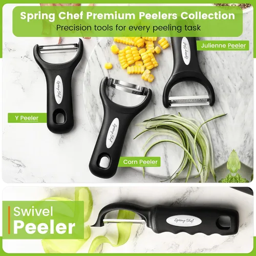 Miniatura 8 de Spring Chef Pelador de verduras giratorio prémium, color negro