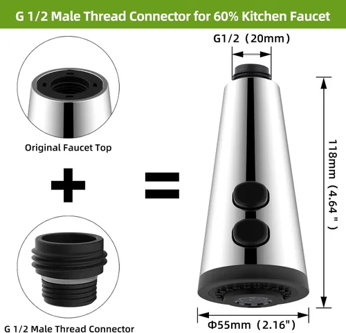 Miniatura 6 de Cabezal de llave de cocina de repuesto de 4 funciones universal con rociador de fregadero de cocina extraíble con 15 adaptadores compatibles