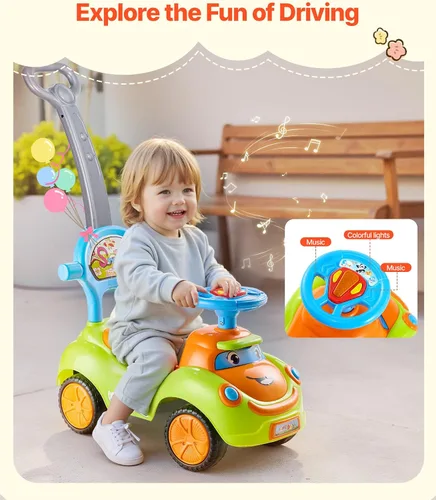 Miniatura 3 de VEVOR Coche de Paseo Infantil, Coche de Empuje para Niños de 19 a 36 Meses, Buggy con Barreras de Protección, Asa y Almacenamiento Bajo el Asiento