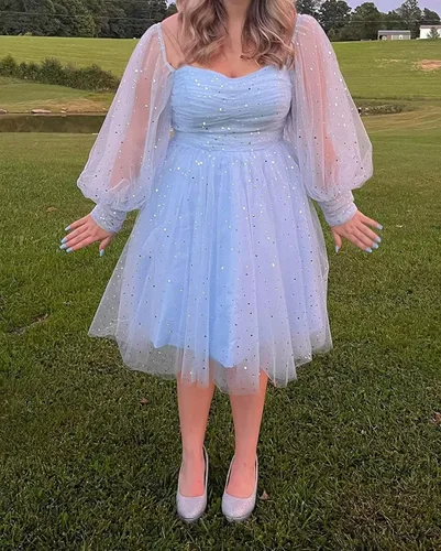 Miniatura 2 de Maxianever Vestidos de graduación de tul estrellado brillante para mujer, vestidos de fiesta de exalumnos, vestidos formales de noche