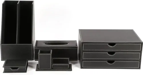 Miniatura 6 de KINGFOM Juego de 6 organizadores de escritorio de oficina, cajón organizador de escritorio, estante para archivos, caja organizadora multifunción