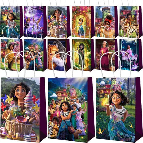 Mukity 24 bolsas de regalo para fiestas de Encanto – Suministros de fiesta de película mágica, bolsas de dulces de Encanto, bolsas de mano y bolsas