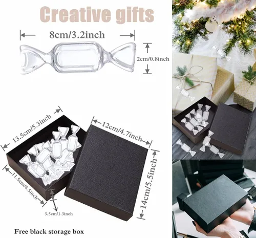 Miniatura 5 de Mini organizador de joyas, 10 piezas de caja de joyería en forma de caramelo, organizador de anillos con tapa, contenedor de plástico para dulces