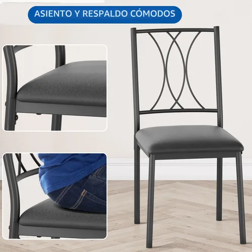 Miniatura 4 de IDEALHOUSE Juego de mesa de comedor para 2, juegos de mesa cuadrada con 2 sillas tapizadas, mesa de cocina pequeña y sillas para 2, juego de mesa