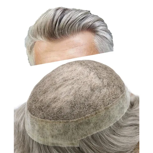 Miniatura 76 de Sistema de reemplazo de cabello de encaje francés para hombre, piezas de cabello de aspecto natural, color negro, marrón, rubio, gris, protesis