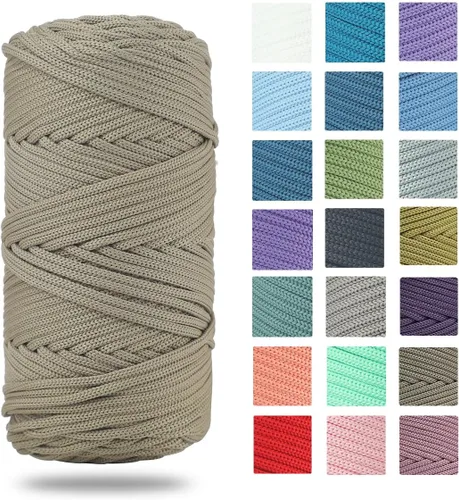 Miniatura 15 de Cordón de poliéster trenzado de 0.157 pulgadas, 160 yardas, hilo elástico para ganchillo, cuerda de poliéster para manualidades, bolsa de Beige