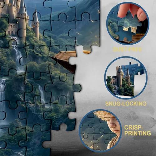 Miniatura 4 de Hermoso libro valle rompecabezas para adultos, 1000 piezas de naturaleza, bonita luna, cascada de paisaje, rompecabezas escénico de castillo