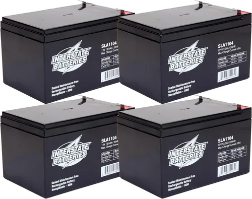 Interstate Batteries Batería de 12 V 12 Ah (4 unidades) (terminal F2) SLA AGM VRLA Recargable Reemplazo para APC, alimentación de reserva UPS,