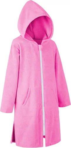 Miniatura 10 de MissShorthair Bata de toalla con capucha para niños, cubierta de playa con cremallera, bata cambiadora de natación para niños, poncho de baño