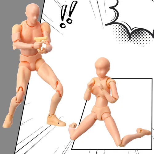 Miniatura 5 de Meooeck 4 Juegos de Figuras de Acción Modelo de Cuerpo de PVC para Artistas Maniquí de Dibujo Articulado para Pintura, Bocetos, Regalos de Beige