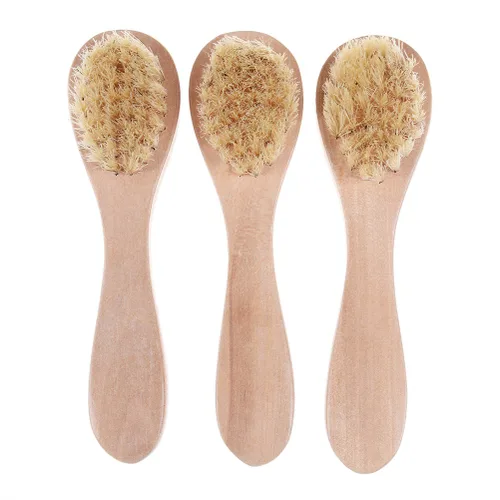 Miniatura 2 de Cepillo de limpieza facial para exfoliación facial, cepillo de cerdas naturales para cepillado en seco, juego de 3 unidades de limpieza de piel