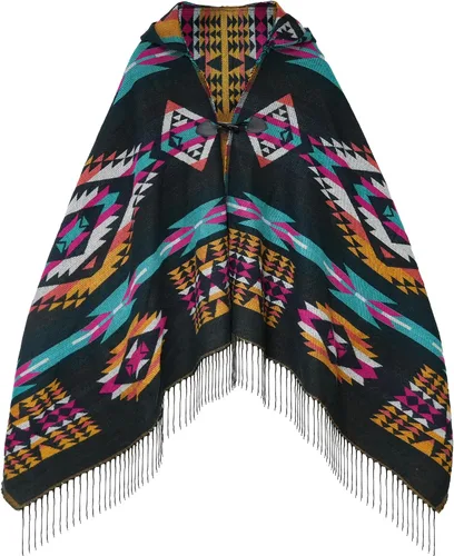 Miniatura 9 de Uyuni Poncho con volantes estilo chal bohemio para mujer, holgado, vintage