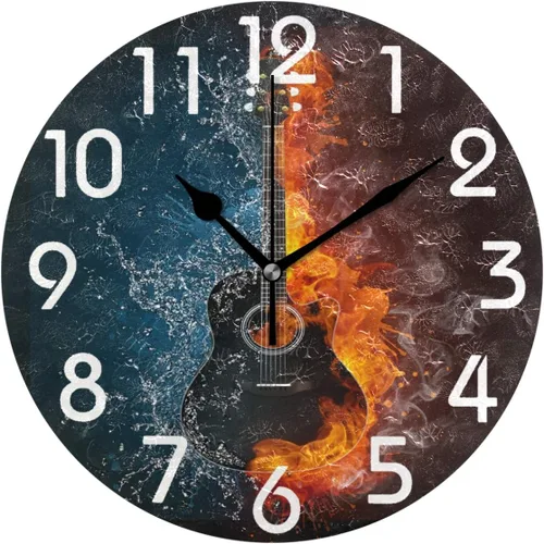 Miniatura 11 de Naanle Reloj de pared redondo negro con lápiz labial, de 9.5 pulgadas, funciona con pilas, de cuarzo, silencioso, analógico, silencioso