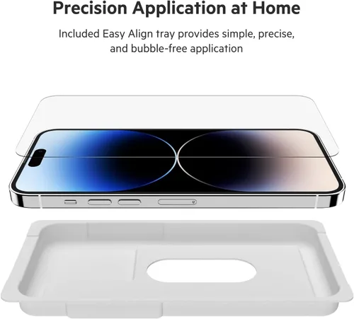 Miniatura 6 de Belkin UltraGlass - Protector de pantalla para iPhone 14 Pro Max, fácil aplicación con bandeja guía de instalación, protector de pantalla de vidrio