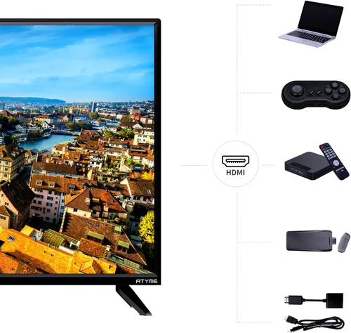 Miniatura 4 de ATYME 32 pulgadas clase 60Hz 720p HD LED TV pantalla plana 1* USB 3* HDMI 1* VGA ARC doble canal 8W altavoces Monitores Televisión no inteligente