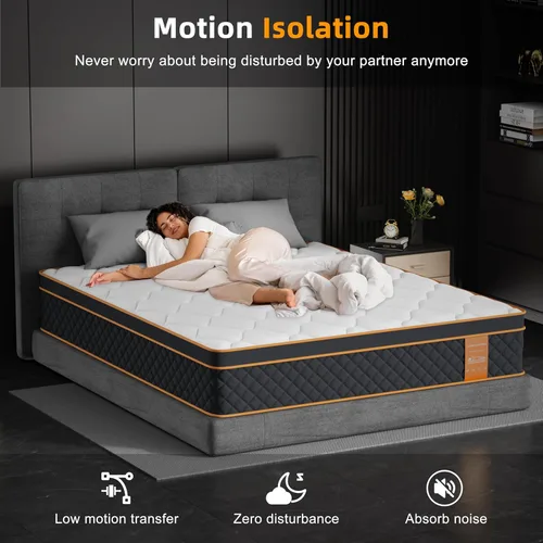 Miniatura 6 de Full Mattress, 10 Inch Hybrid Mattress in a Box with Memory Foam and Individual Pocket Springs - Medium Firm, Motion Isolation, Extra Edge Support &