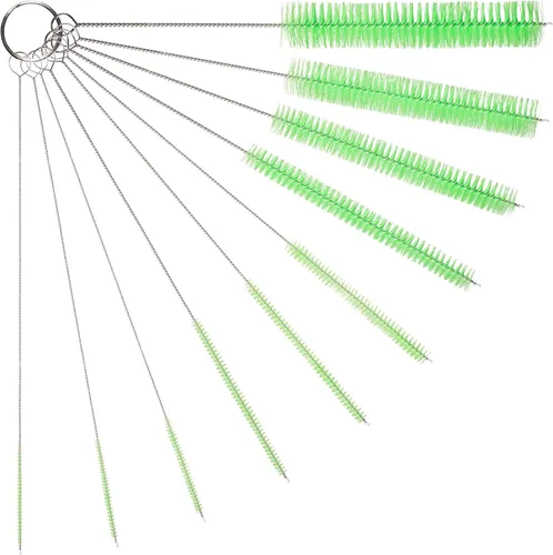 Miniatura 15 de Juego de cepillos de limpieza de tubos de 10 pulgadas, paquete de 10 cepillos de paja de nailon extralargos con asas flexibles para botellas, Negro