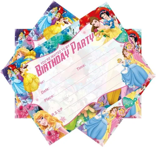 Miniatura 5 de 24 invitaciones de cumpleaños de princesa, invitaciones de fiesta de princesa, suministros de decoración de fiesta de cumpleaños de princesa