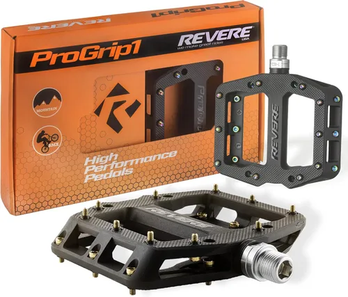 Revere Pro Grip - Pedales de bicicleta de montaña y grava, rodamientos ultra suaves, antideslizantes, indestructibles, ligeros, compuestos de