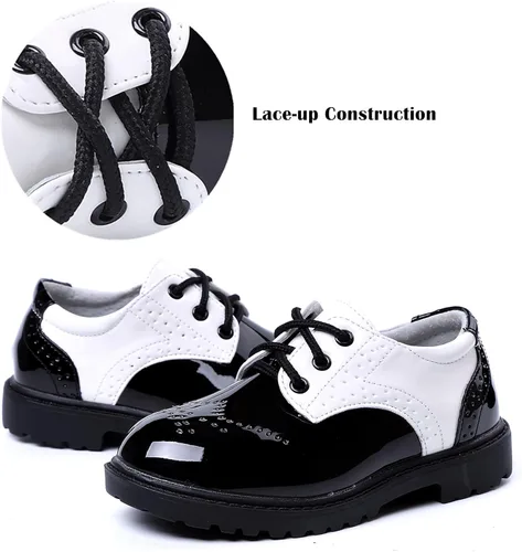 Miniatura 6 de DADAWEN Zapatos de uniforme escolar con cordones para niños y niñas, cómodos zapatos de vestir Oxford (bebéniño pequeñoniño grande)