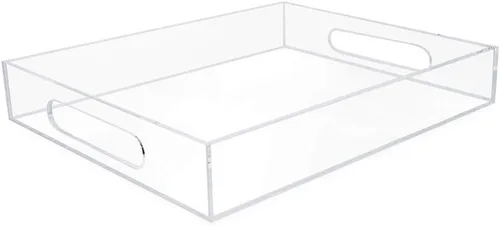 Miniatura 7 de Isaac Jacobs Bandeja de acrílico transparente para servir (12 x 12) con asas recortadas, a prueba de derrames, organizador apilable, ahorra espacio