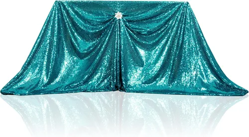 Miniatura 73 de PartyDelight Mantel de lentejuelas redondo de 50 pulgadas, color dorado claro, adorno de mesa para decoración de bodas, fiestas, cumpleaños