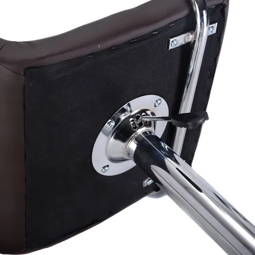 Miniatura 6 de Juego de 2 taburetes de bar de cuero de la PU silla ajustable contador giratorio con brazo (marrón)