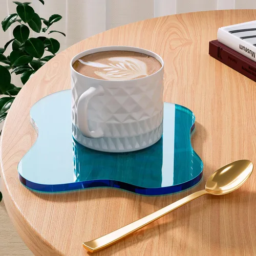 Miniatura 29 de Posavasos Decorativos de Acrílico, Posavasos Irregulares para Bar y Bebidas, Posavasos para Taza de Café con Forma de Nube Transparente, Perfecto