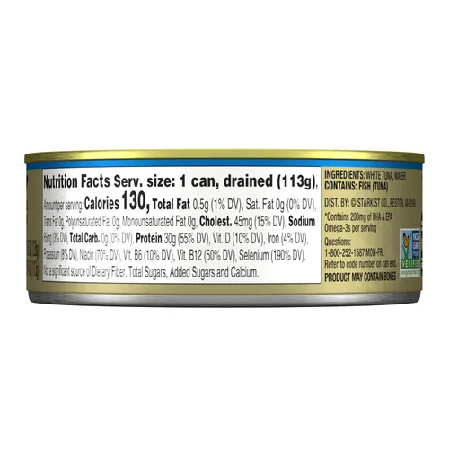 Miniatura 2 de StarKist Selects - Atún blanco sólido enlatado sin sal añadida, 4.5 oz (paquete de 12), atún en agua, capturado en la naturaleza, sin gluten, listo