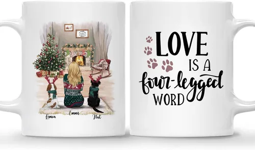 Miniatura 18 de Gossby Taza de café de Navidad personalizada con diseño de perro y mamá, regalo de Navidad personalizado para mujeres con nombre, taza de cerámica