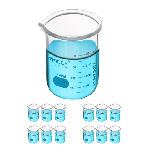 Miniatura 15 de Vaso de vidrio resistente de 3.4 onzas (3.4 fl oz), 3.3 Griffin de borosilicato de forma baja con graduación impresa, paquete de 4, BKL100-004