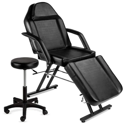 Nueva camilla/silla de masajes, para barberías, tratamientos de belleza, faciales, tatuajes, equipo para salón, incluye banquito