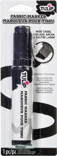 Tulip Marcador permanente de tela, punta de cincel gigante negra, sin juego de calor, mínimo sangrado, secado rápido para ropa, zapatos, bolsas y