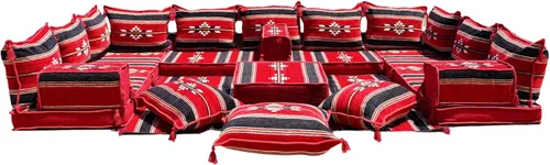 Miniatura 39 de Sofá de piso modular hecho a mano arabicsofa – Asiento oriental Majlis con cojines de respaldo