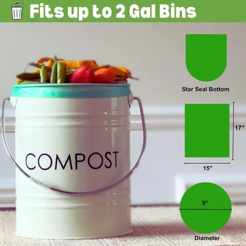 Miniatura 3 de Bolsas de basura pequeñas biodegradables de 1.2 galones (440 quilates) de 5 litros, ecológicas, color verde, mini bolsas de basura de 1 galón