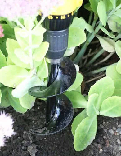 Miniatura 3 de ERYTLLY Plantador de Bulbos, Taladro en Espiral, Herramienta de Jardinería 8 x 18 cm, Excavadora de Agujeros Rápida para Paraguas para Plantar