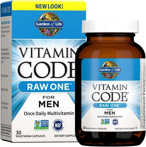 Garden of Life Vitamin Code Raw One para hombres, multivitamínico una vez al día, 30 cápsulas, vitaminas para hombre más frutas, verduras y