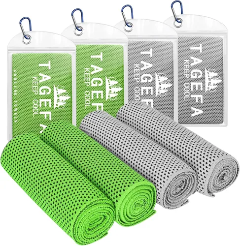 Paquete de 4 toallas refrescantes de 40 x 12 pulgadas con bolsa de transporte, toallas deportivas frías, suaves y transpirables, toalla de