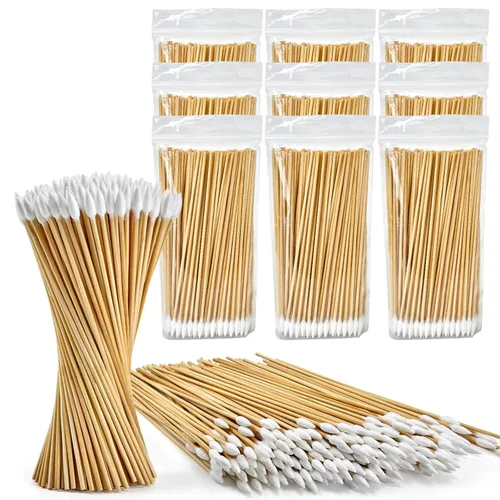 Miniatura 9 de 200 hisopos de algodón de 6 pulgadas de largo con palitos de bambú, sin pelusa, altamente absorbentes, aplicadores de punta de algodón de limpieza