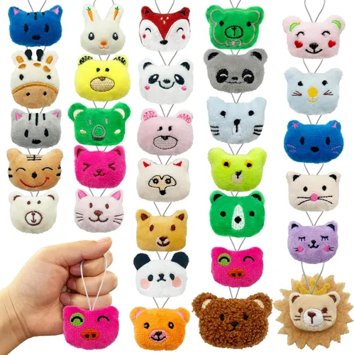 XIPEGPA Juego de 30 juguetes de peluche de animales pequeños, llavero de juguete de peluche para recuerdos de fiesta, llavero adorno para bolsa de