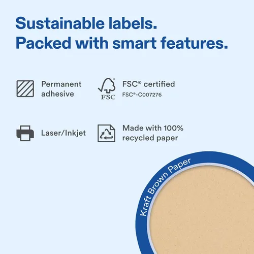 Miniatura 2 de Avery Kraft Brown Round Labels, 2" Diameter, Laser/Inkjet Printer Compatible, 1000 Printable Labels Total, Great for Branding, Packaging, Events