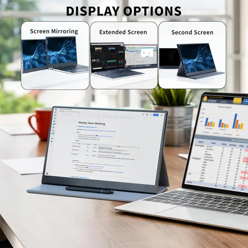 Miniatura 5 de VIVO Monitor portátil de 15.6 pulgadas con soporte de sujeción para extensor de pantalla de laptop, se adapta a portátiles de hasta 18.5 pulgadas
