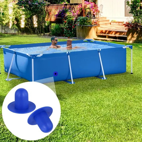 Miniatura 3 de Tinoaly 4 tapones de piscina para piscina sobre el suelo, tapón de orificio de filtro de bomba de goma, tapones de pared para piscinas, repuesto Azul