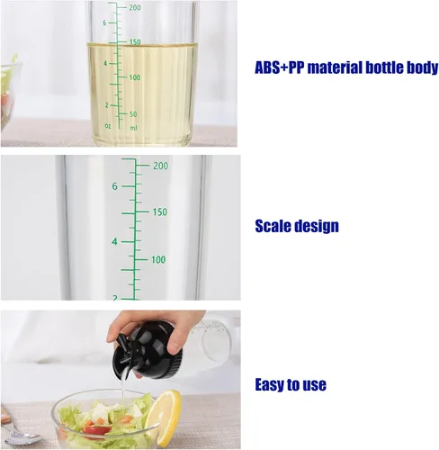 Miniatura 5 de Recipiente para aderezo de ensalada de 6.8 fl oz, botella mezcladora de aderezo de ensalada con tapa antigoteo para aderezos de ensalada, aceite