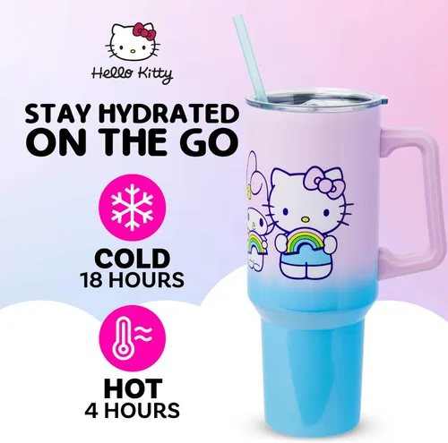 Miniatura 2 de Silver Buffalo Sanrio Hello Kitty and Friends Featuring My Melody, Kuromi, Pompompurin Rainbow Ombre - Vaso de acero inoxidable de doble pared