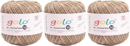 Miniatura 49 de Golo - Bolas de hilo para crochet de algodón tamaño 10, color algodón para crochet D-Fresa D078-fresa