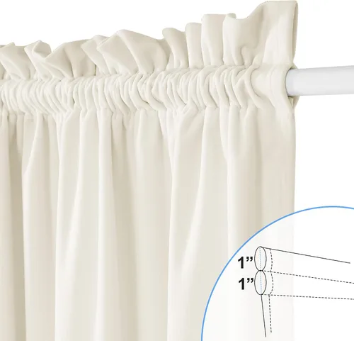 Miniatura 3 de NICETOWN Cortina negra de terciopelo para puerta de cocina/baño/patio/puerta corrediza de vidrio, aislante, con bolsillo para barra, insonorizante