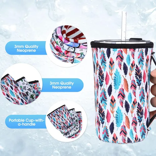 Miniatura 2 de Boao 12 Piezas Fundas Reutilizables para Vasos Helados Aislante de Neopreno Portavasos para Bebidas para Vaso Térmico Bebidas Frías y Calientes