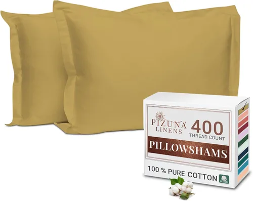 Miniatura 34 de Pizuna Juego de 2 fundas de almohada de 100 % algodón puro, tamaño estándar, color blanco, lujosas fundas de almohada de 400 hilos de satén